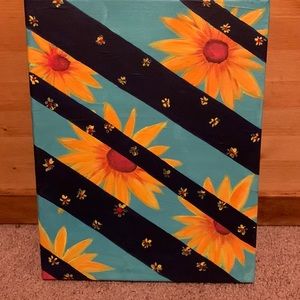 11 x 14 acrylic stripes and sunflowers